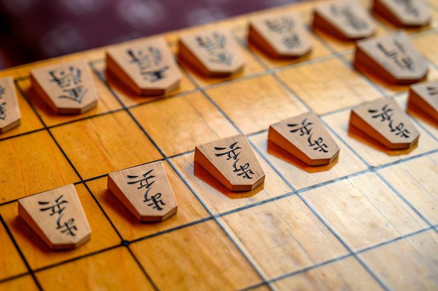 My first physical Shogi set, with shogi.cz international pieces