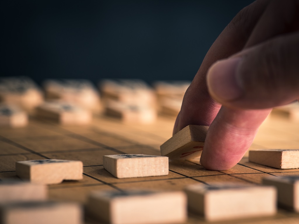 My first physical Shogi set, with shogi.cz international pieces